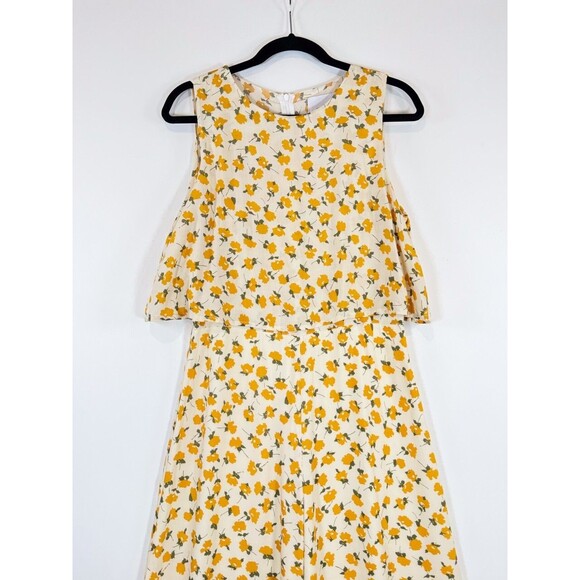 MVN The Label Women Jumpsuit Yellow Riley Floral Sleeveless Wide Leg Boho Medium - Picture 7 of 13